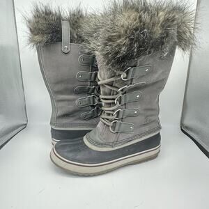 Sorel Joan of Arctic Fur Charcoal Gray Tall Winter Boot Womens Size 11 Gorpcore